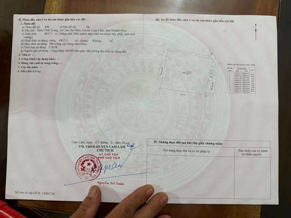 Đất ở Vĩnh Trung, Cam An Nam 4837m² giá 15 tỷ - Mặt tiền 3 hướng đắc địa!