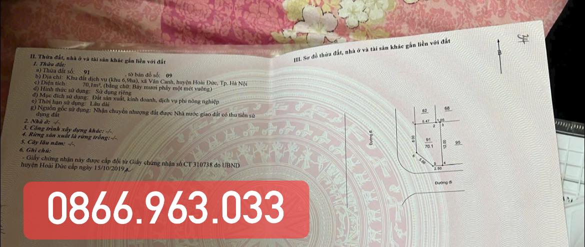 Lô đất góc mặt đường 24m tại Vân Canh, Hoài Đức - Sổ đỏ chính chủ