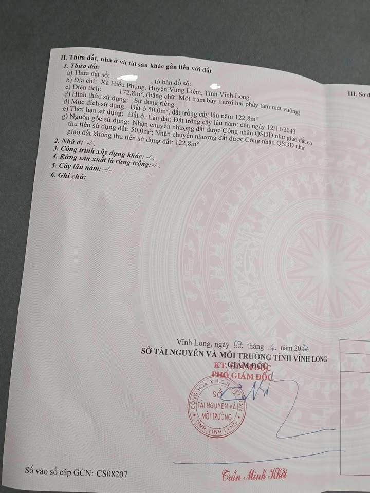 Đất nền mặt tiền đường nhựa 5T Hiếu Phụng Vũng Liêm 172.8m² giá 340 triệu - Đầu tư lợi nhuận cao!