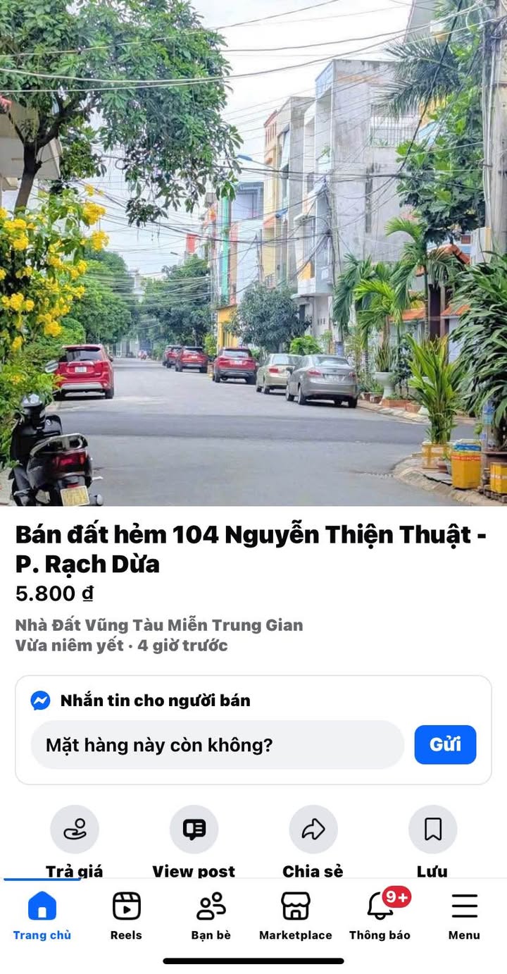Đất hẻm Nguyễn Thiện Thuật, Vũng Tàu 62m² giá 5.8 tỷ - Vị trí đẹp, dân trí cao!
