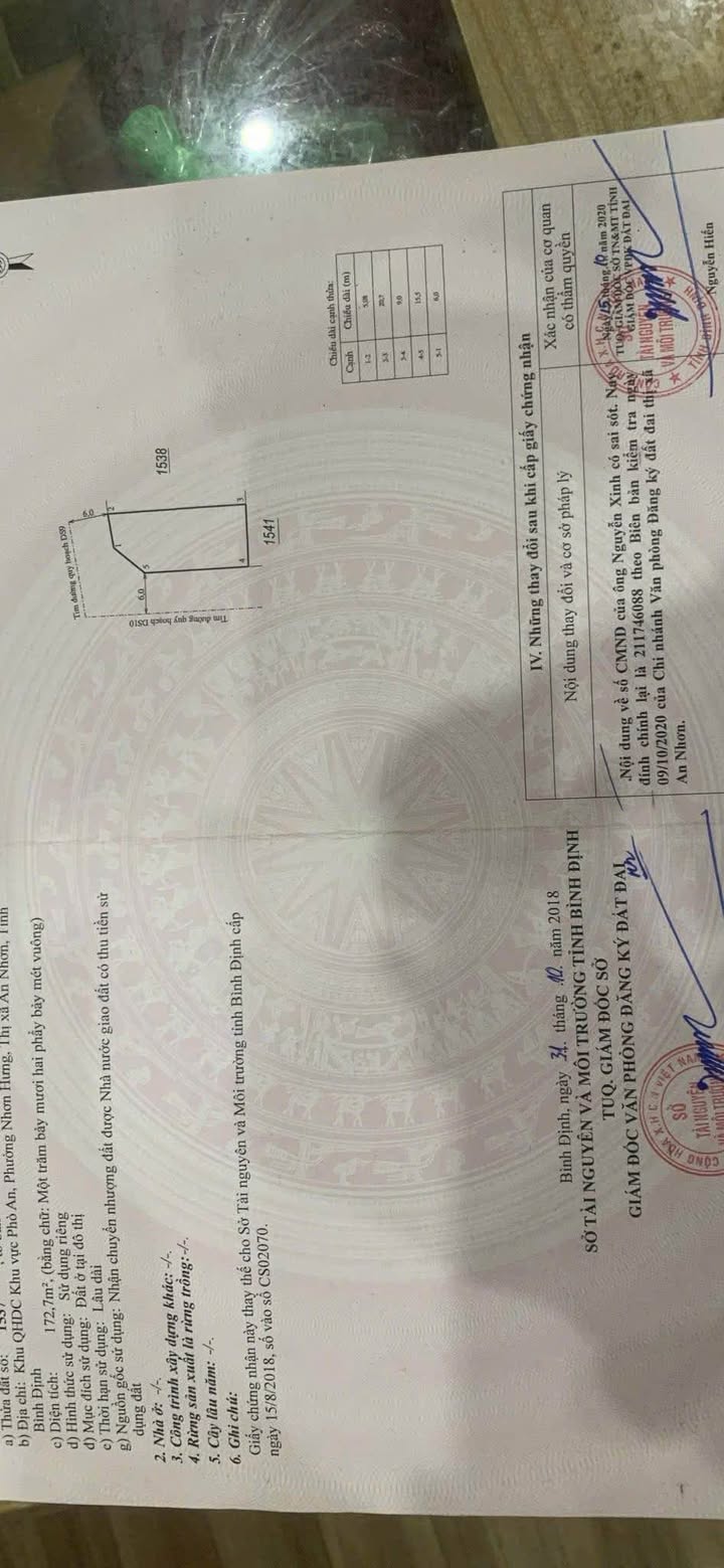 Đất nền lô góc 2 mặt tiền tại Thị xã An Nhơn 172m² giá 1.1 tỷ - Cơ hội đầu tư tuyệt vời!