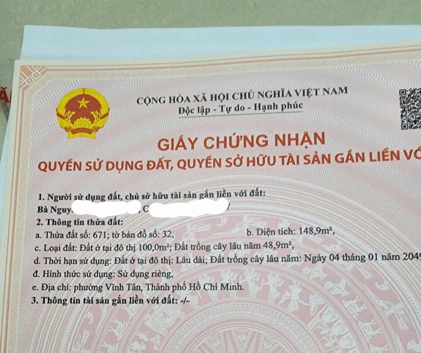 Đất nền mặt tiền đường Vĩnh Tân 08, 150m² giá 1.7 tỷ - Cơ hội đầu tư hấp dẫn!