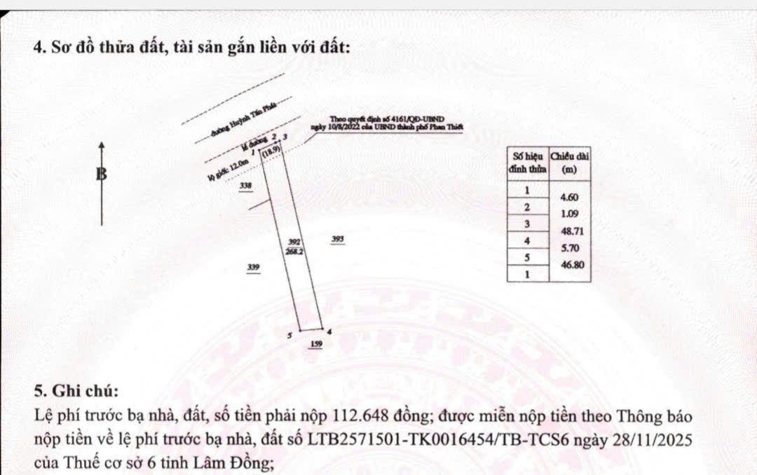 Đất nền 268m² Huỳnh Tấn Phát Mũi Né - Phan Thiết - Đầu tư sinh lời lâu dài!