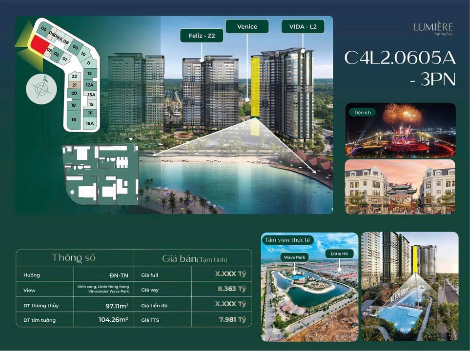 Căn hộ 3PN Hà Đông 97m² giá 8.363 tỷ - Căn góc view hồ tuyệt đẹp!