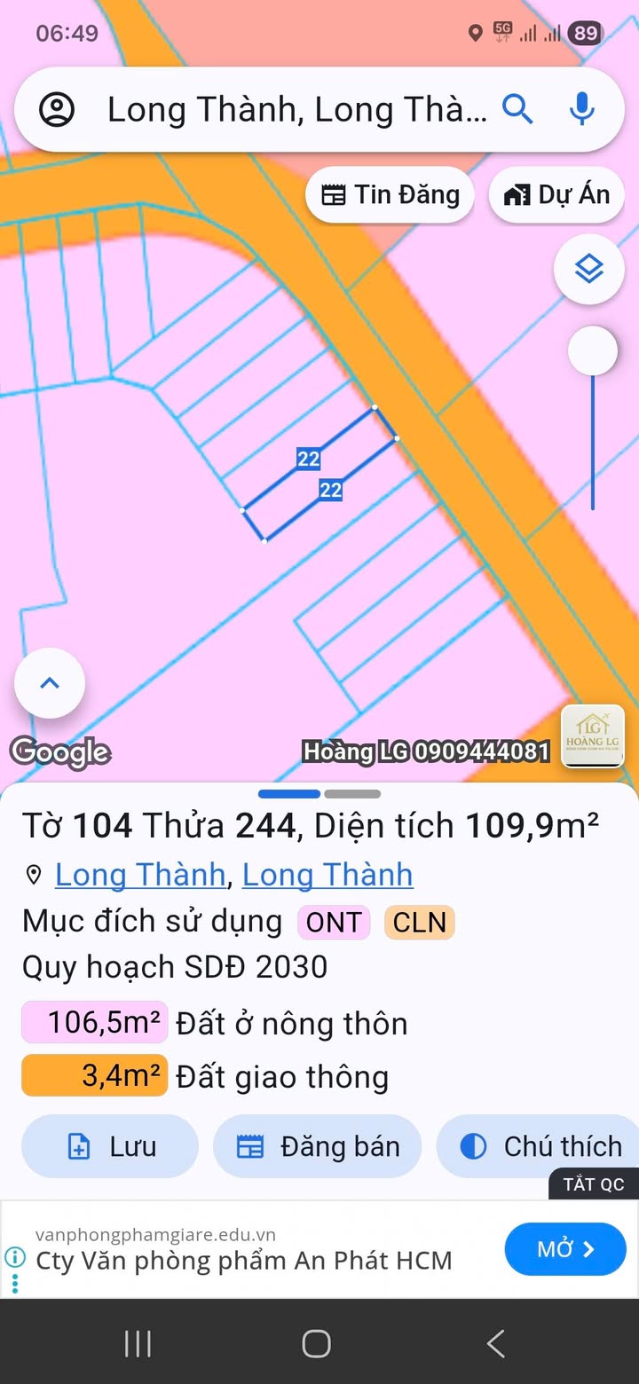 Đất nền Bưng Cơ Lộc An 109m² giá 2 tỷ - Hàng hiếm, pháp lý rõ ràng!