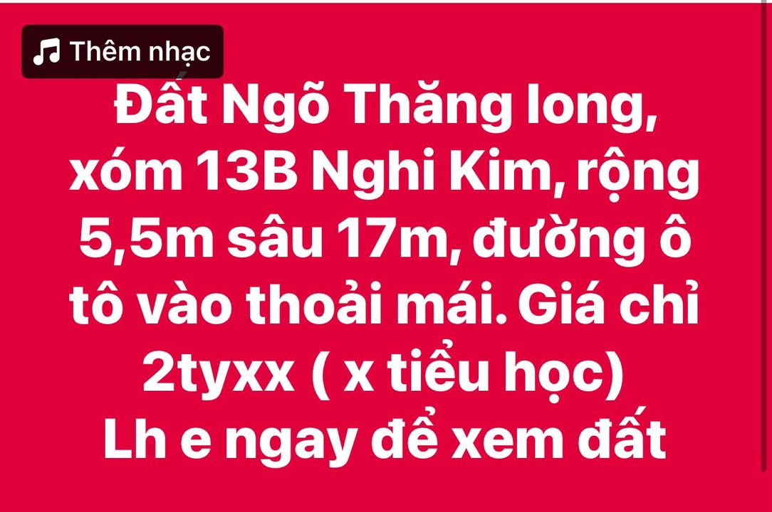 Đất Ngõ Thăng Long, Nghi Kim 93.5m² giá 2.7 tỷ - Đường ô tô vào thoải mái!