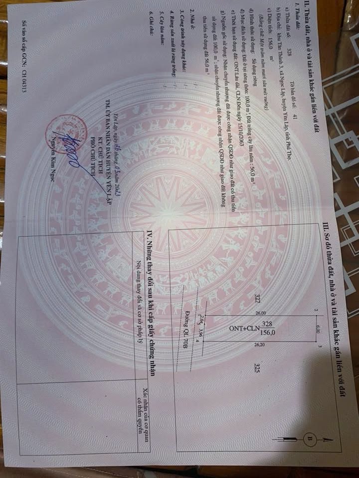 Đất nền QL70, Xã Ngọc Lập, Huyện Yên Lập, 156m² giá chỉ 8xx triệu - Sổ hồng chính chủ ngay!