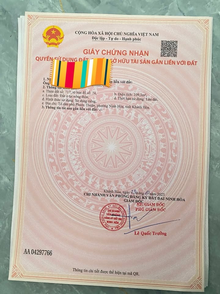 Đất nền Phước Thuận Ninh Hòa 109m² giá 400 triệu - Sổ hồng riêng chính chủ!