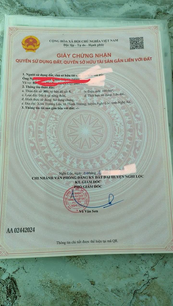 Lô đất xóm Trường Lân, Nghi Lộc 190m² giá 1.9 tỷ - Đường rộng thông thoáng!