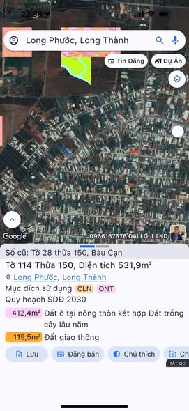 Đất thổ cư Bàu Cạn, Long Phước 530m² giá thỏa thuận - Gần chợ và khu công nghiệp