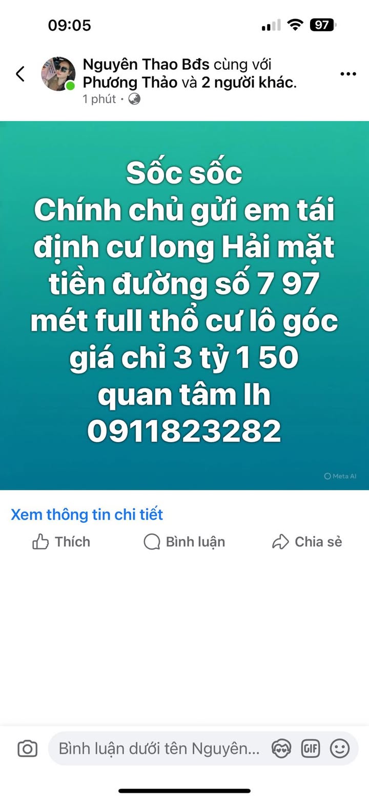 Đất nền tái định cư Long Hải 97m² giá 3.15 tỷ - Lô góc mặt tiền đường số 7