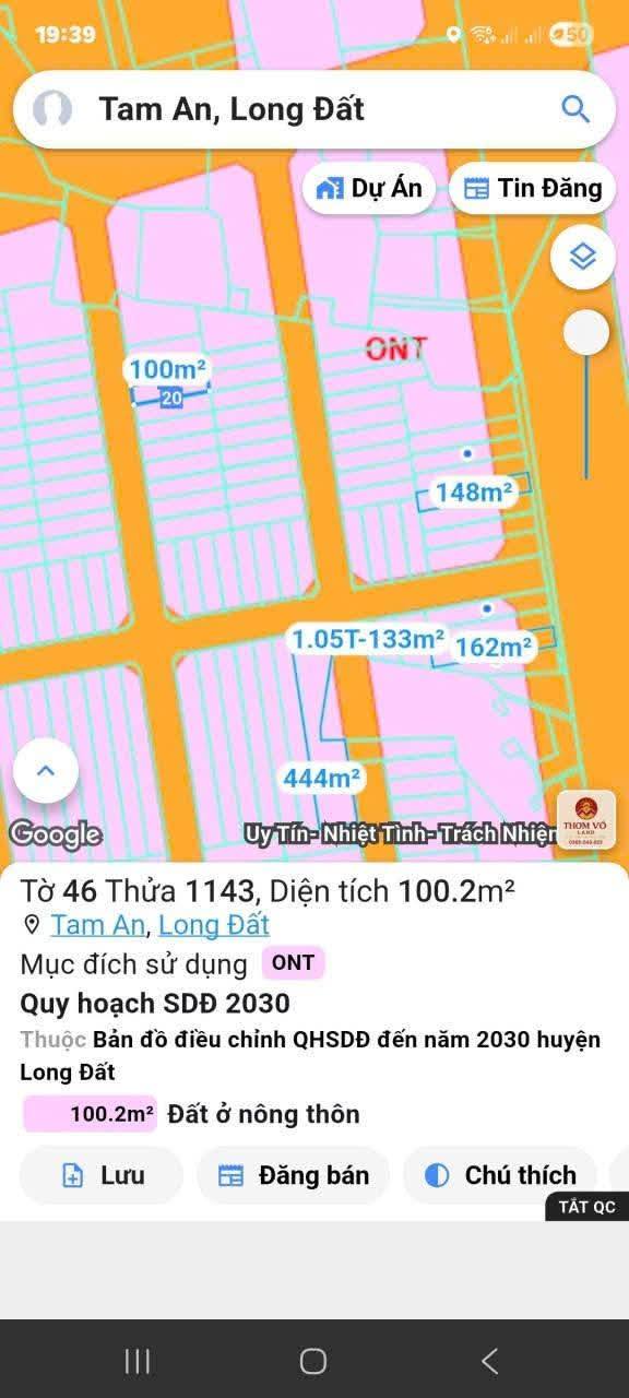 Đất thổ cư mặt tiền TL44A, Thị trấn Long Điền, 100m² giá 1.15 tỷ - Cơ hội đầu tư tuyệt vời!