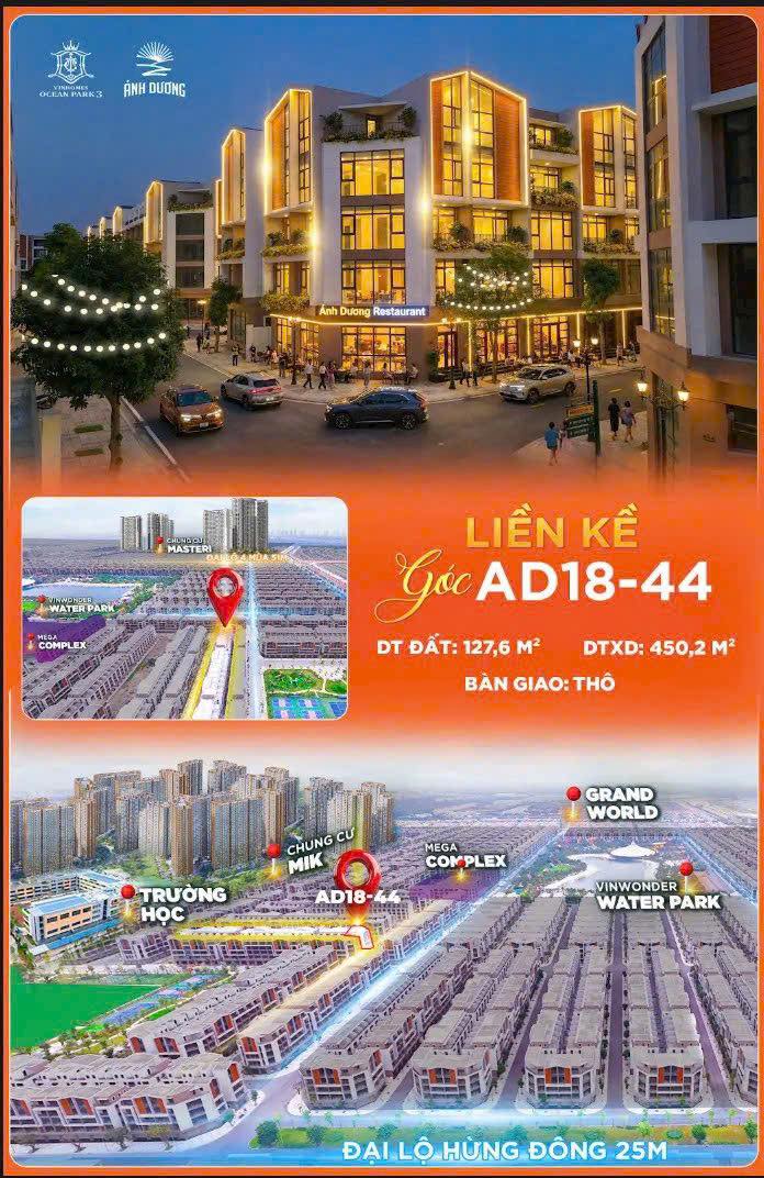 FrontHouse AD18-44, Phường Nhân Hòa, 127.6m² - Siêu phẩm liền kề đối diện vườn hoa, tiềm năng kinh doanh lớn!