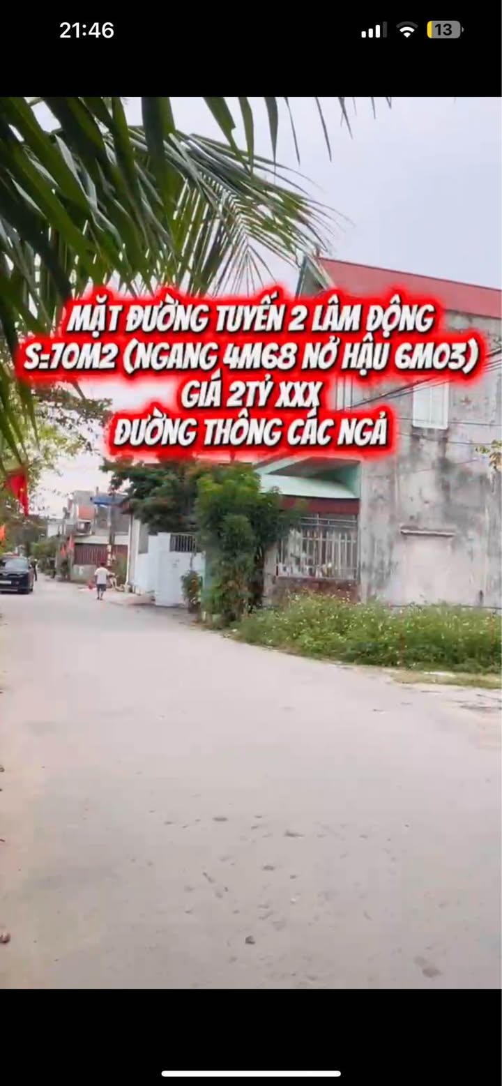 Bán đất mặt tiền ngõ ô tô tại Thiên Hương, Hải Phòng 70m² giá 2 tỷ - Tiềm năng sinh lời cao!