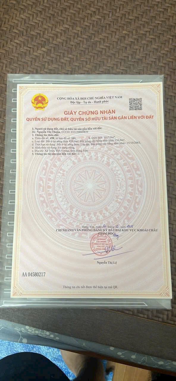 Đất thổ cư 1000m² tại Tân Dân, Khoái Châu - Cơ hội đầu tư tuyệt vời!