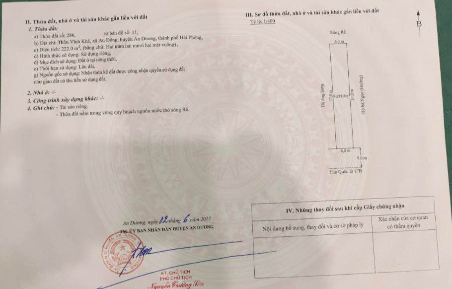 Lô đất mặt tiền QL 17b, Vĩnh Khê 222m² - Đầu tư sinh lời ngay!