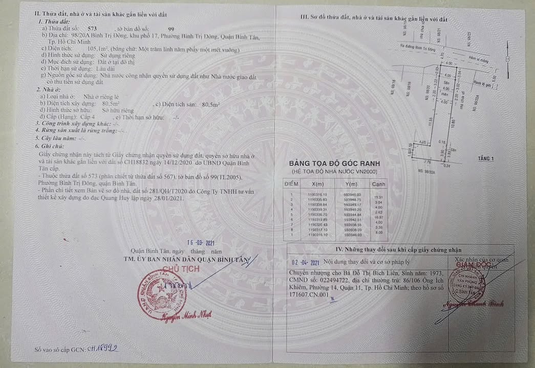 Nhà riêng 98/20A Bình Trị Đông, Q.Bình Tân 105m² giá 6.8 tỷ - Thương lượng ngay!