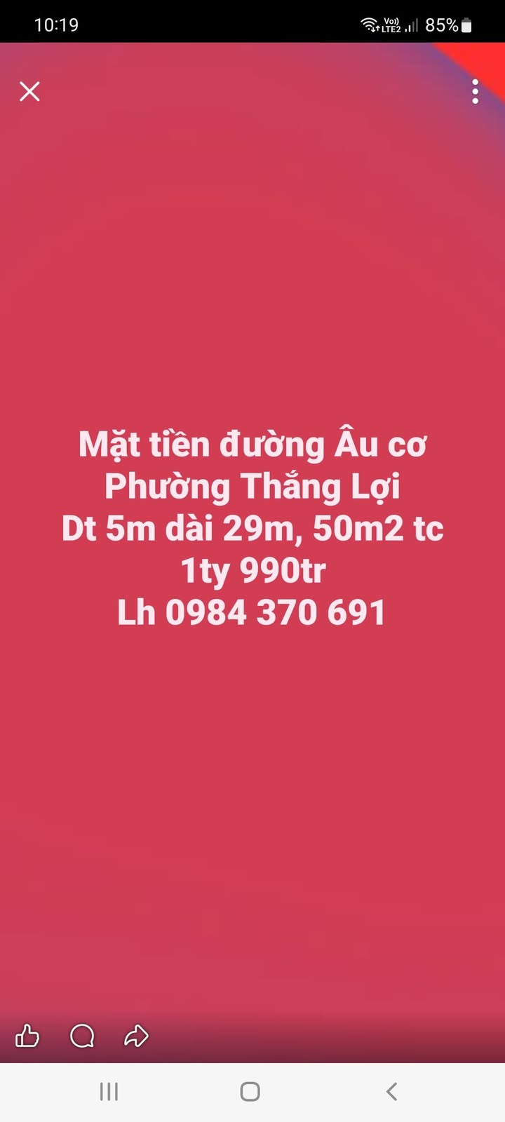 Bán gấp FrontHouse mặt tiền đường Âu Cơ, Thắng Lợi, Pleiku 50m² - Giá chỉ 1.99 tỷ!