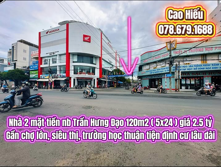 Nhà 2 mặt tiền Trần Hưng Đạo, Tuy Hòa 120m² giá 2.5 tỷ - Đầu tư sinh lời ngay!