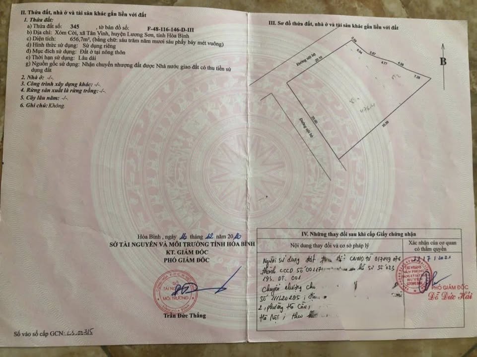 Đất nền 656,7m² tại xã Tân Vinh, huyện Lương Sơn - Tiềm năng xây biệt thự vườn