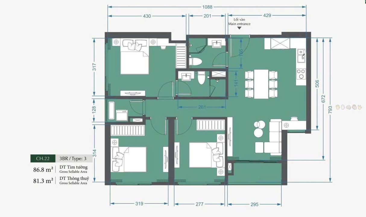 Căn hộ LUMIERE EVERGREEN 81.3m² giá 7.9 tỷ - Ân hạn lãi suất 0% đến 07/2026!
