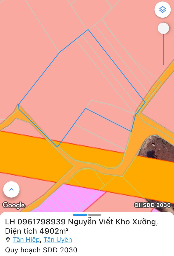 Đất sản xuất kinh doanh Tân Hiệp, Tân Uyên 5817m² giá 26 tỷ - Mặt tiền lớn, dễ dàng xe công vào!