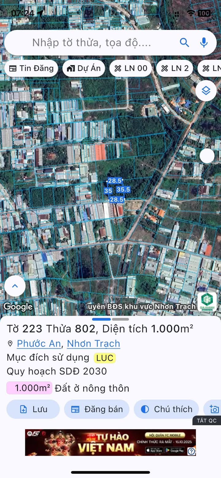 Đất 1000m² tại ấp 3, xã Phước An, Đồng Nai - Quy hoạch đất ở, giá thỏa thuận!