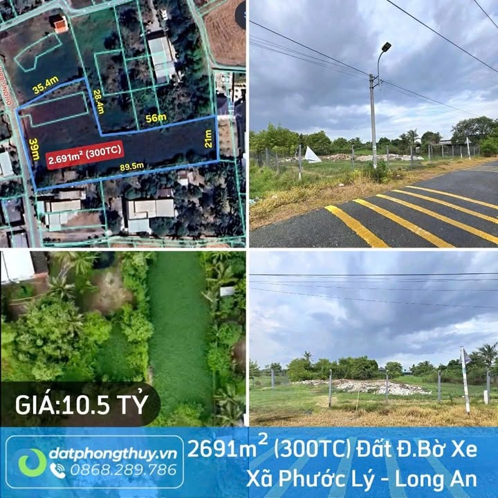 Đất mặt tiền đường Bờ Xe, Phước Lý, Cần Giuộc 2691m² chỉ 10,5 tỷ - Đầu tư sinh lời ngay!