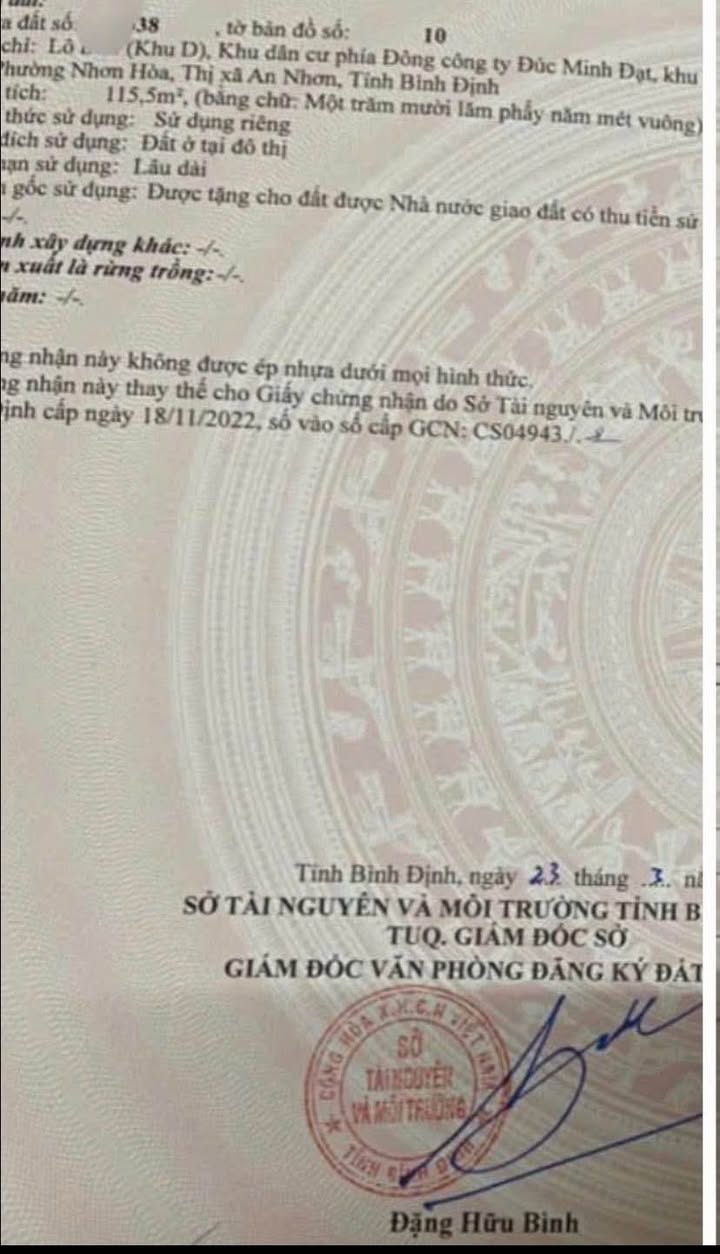 Đất nền phường An Nhơn Nam, Tuy Phước 115.5m² giá chỉ 700 triệu - Cơ hội đầu tư tuyệt vời!