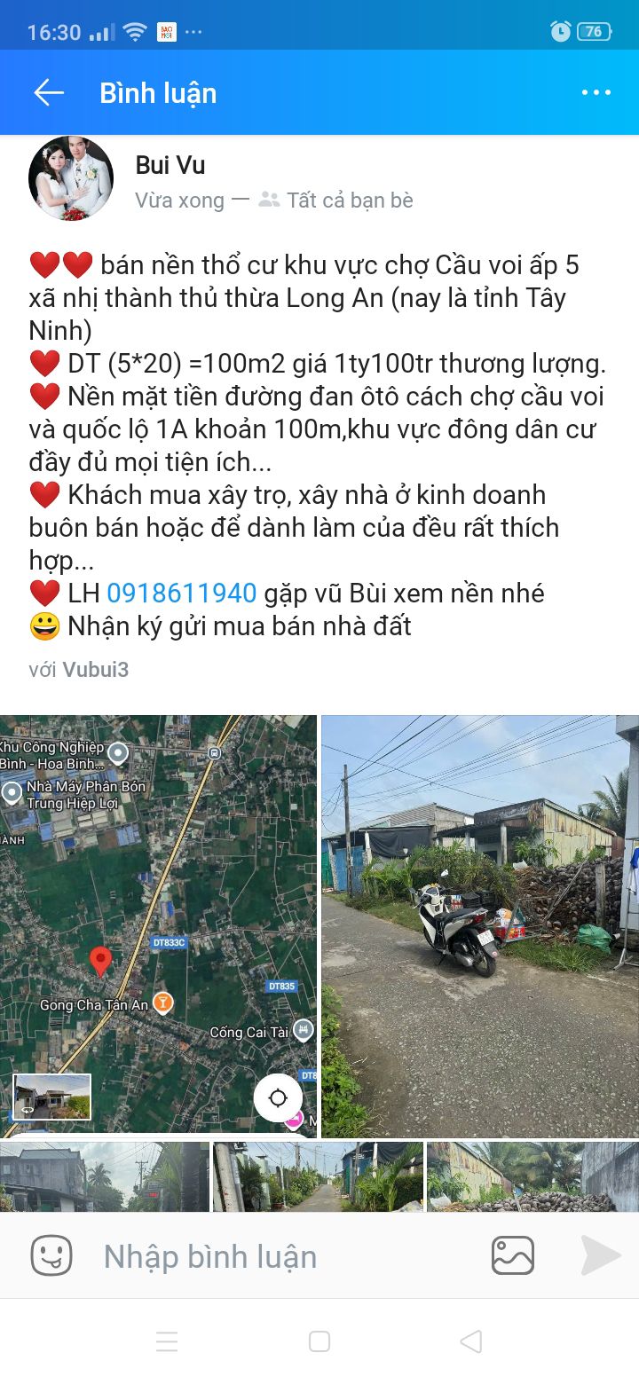 Đất thổ cư ấp 5 xã Nhị Thành, huyện Thủ Thừa, Long An 100m² giá 1.1 tỷ - Cơ hội đầu tư hấp dẫn!