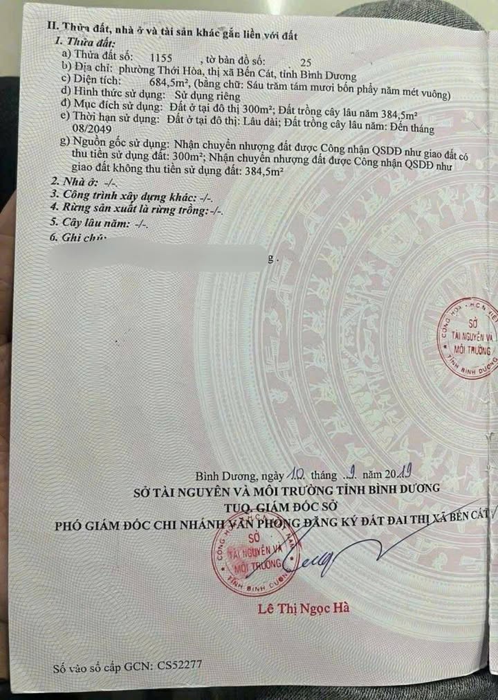 Đất thổ cư 685m² Phường Thới Hòa, Bến Cát - Giá chỉ 3.7 tỷ, xây nhà vườn tuyệt đẹp!