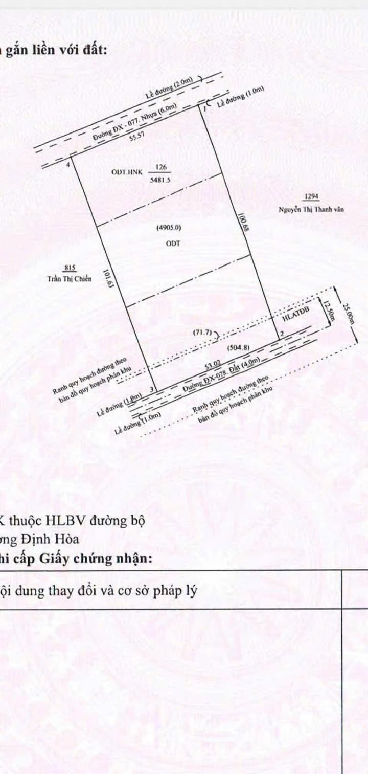 Đất thổ cư 1900m² 2 mặt tiền đường dx76-77, Thủ Dầu Một - Giá hợp lý, đầu tư sinh lời!