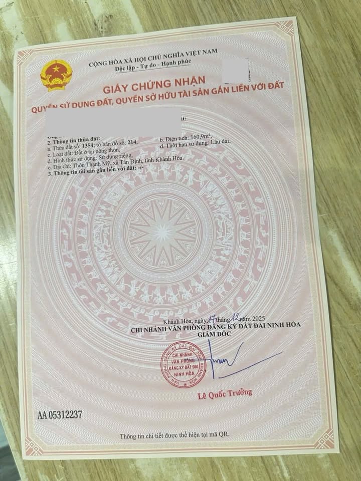 Đất thổ cư Thạnh Mỹ, Ninh Quang 160.9m² giá 1.6 tỷ - Đầu tư sinh lời ngay!