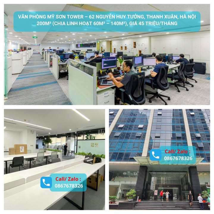 Cho thuê văn phòng Mỹ Sơn Tower 200m² giá 45 triệu - Full nội thất sang trọng!