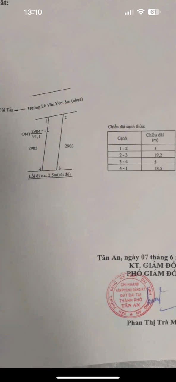 Đất thổ cư 95m² tại Tân An, Long An - Giá 1.28 tỷ, thương lượng ngay!