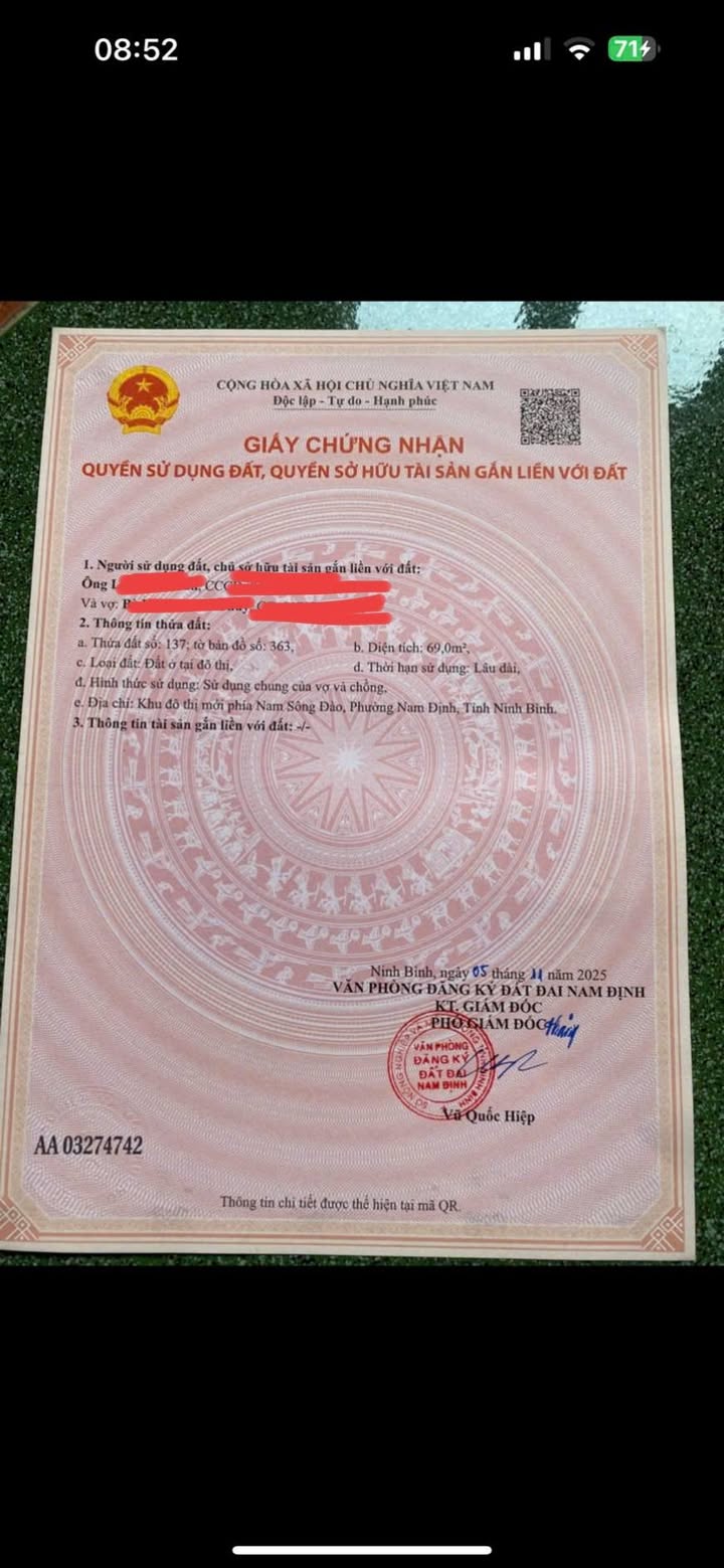 Đất nền Khu TĐC Nam sông Đào - 69m² giá chỉ 3.5 tỷ - Mặt tiền 6m