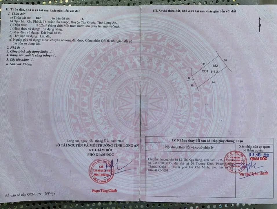 Đất thổ cư 116m² tại Thị Trấn Cần Giuộc giá 1.2 tỷ - Cơ hội đầu tư hấp dẫn!