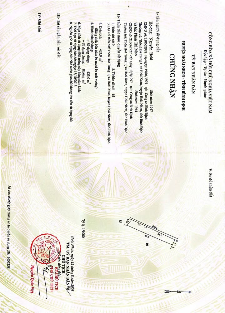 Đất trồng cây hàng năm tại kp Thuận Thượng 1, Hoài Xuân 443m² - Giá chỉ từ 100 triệu!