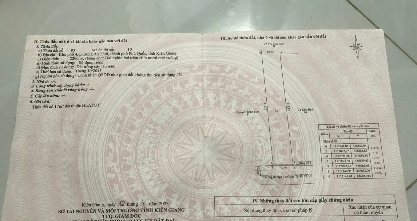 Lô đất mặt tiền Trần Hưng Đạo, An Thới, 2290m² - Cơ hội đầu tư hấp dẫn!