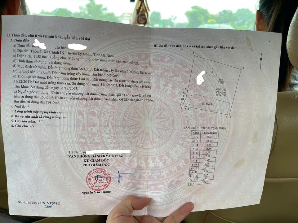 Đất thổ cư Chính Lý, Lý Nhân 1158m² giá 3 tỷ - Đầu tư sinh lời cao!