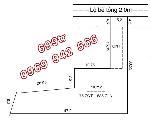 Đất nền 710m² xã Nhơn Ái, huyện Phong Điền giá 699 triệu - Hướng Tây Bắc gần trường mầm non