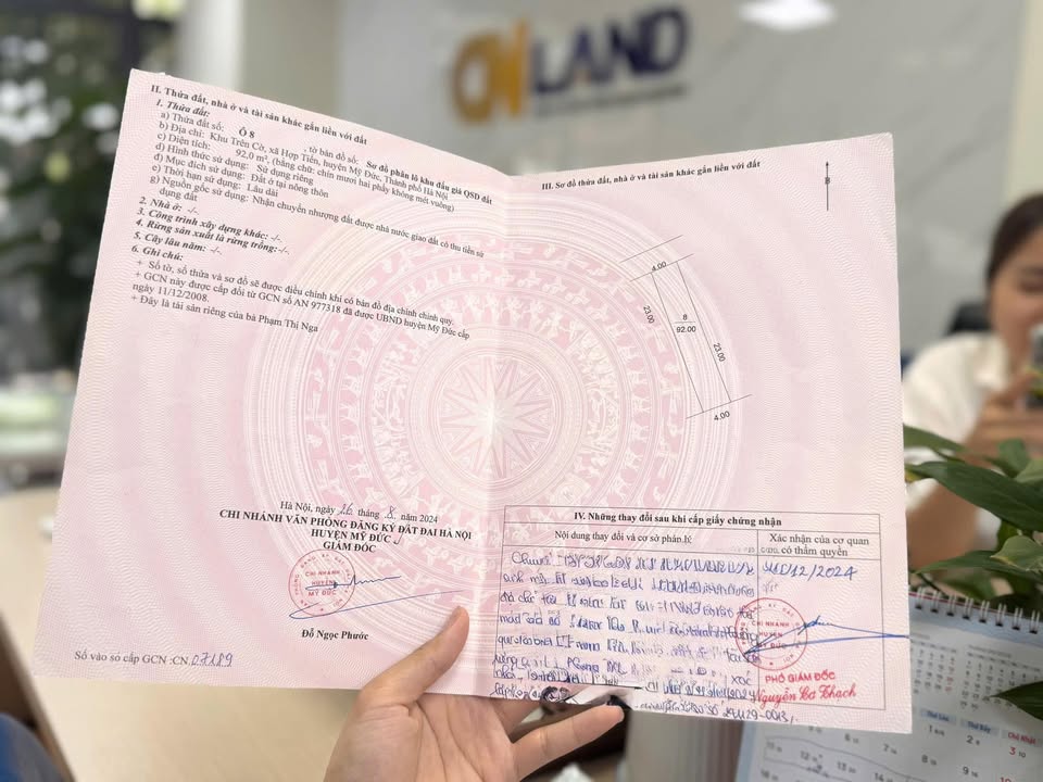 Đất thổ cư 92m² Hợp Tiến - Mỹ Đức giá chỉ 1.2 tỷ - Cơ hội đầu tư tuyệt vời!