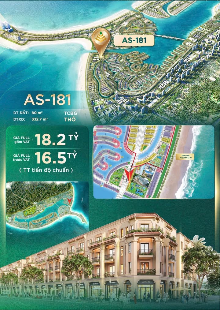 Townhouse AS181 Cần Giờ 80m² giá 18 tỷ - View tháp 108 tầng độc đáo!