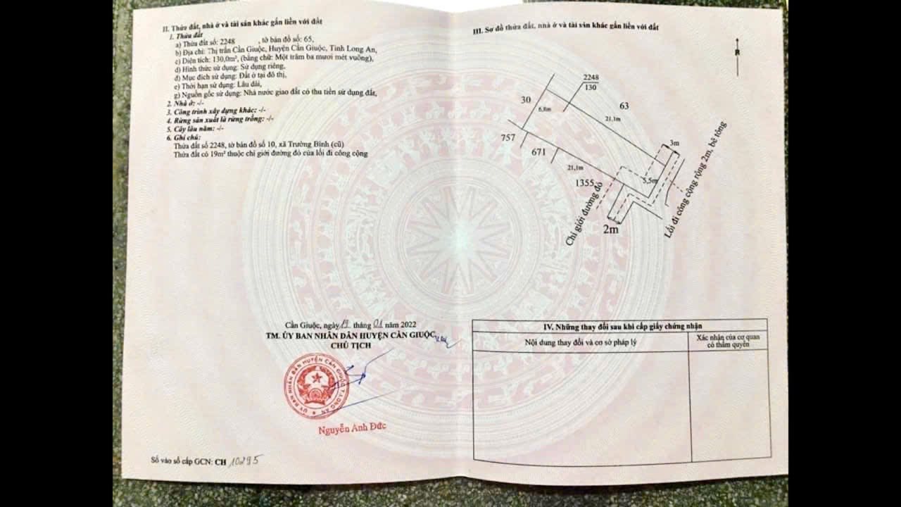 Đất nền Thị trấn Cần Giuộc 115m² giá 1.1 tỷ - Cơ hội đầu tư sinh lời!