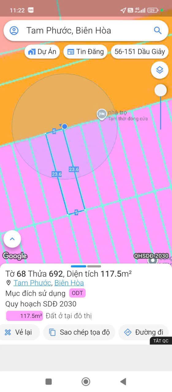 Đất thổ cư Tín Nghĩa, Tam Phước, Biên Hòa 118m² giá 1.95 tỷ - Sổ riêng chính chủ!