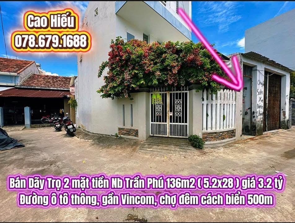 Dãy trọ 2 mặt tiền Trần Phú Tuy Hoà 136m² giá 3.2 tỷ - Đầu tư sinh lời ngay!