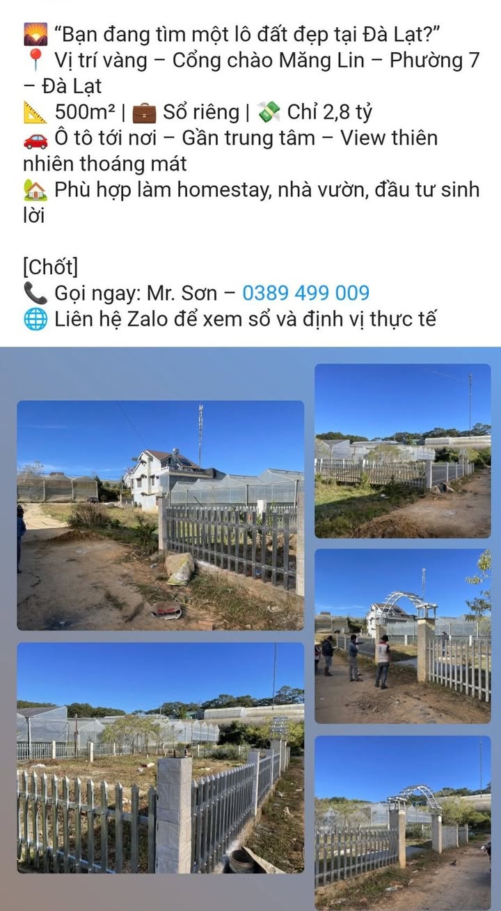 Đất nền Măng Lin Đà Lạt 500m² giá chỉ 2,8 tỷ - Vị trí vàng cho đầu tư sinh lời!