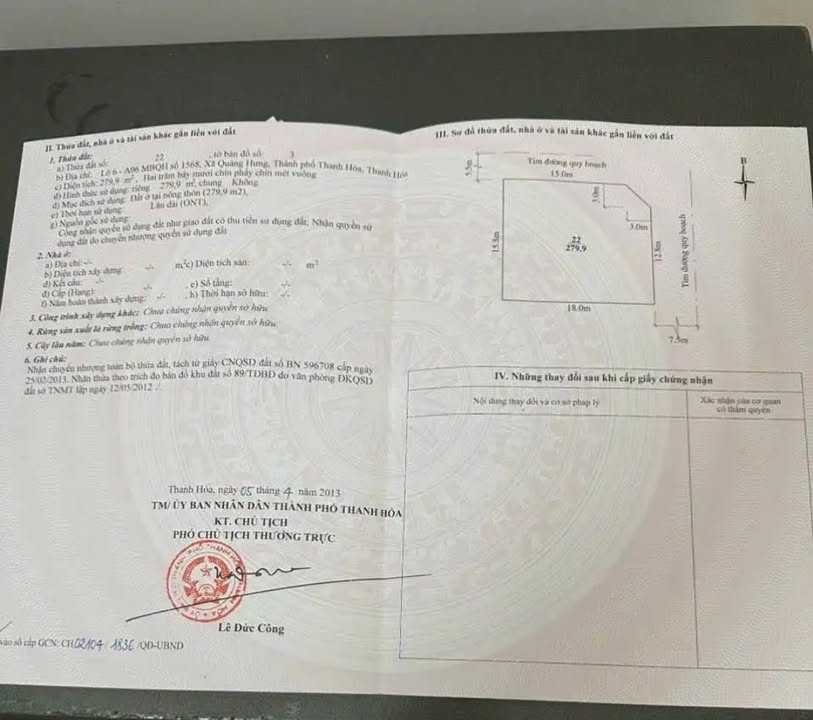 Đất nền Biệt thự Quảng Hưng, Thanh Hóa 279m² - Vị trí đắc địa gần ngã tư Nam Sông Mã!