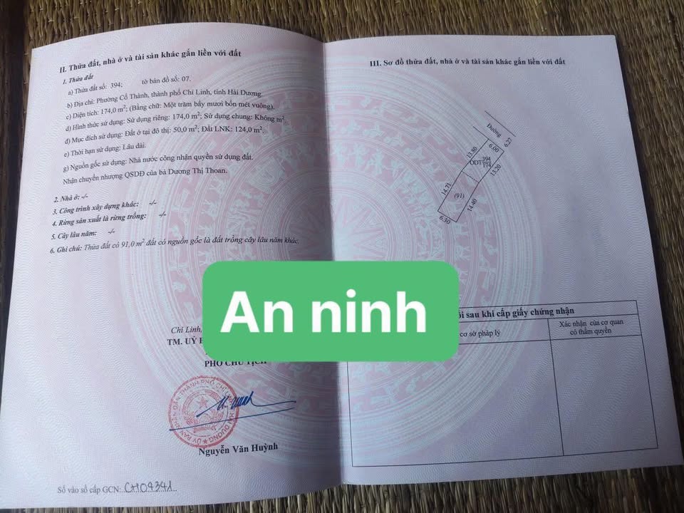 Đất nền khu dân cư An Ninh, Cổ Thành, Chí Linh 356m² - Cơ hội đầu tư hấp dẫn!