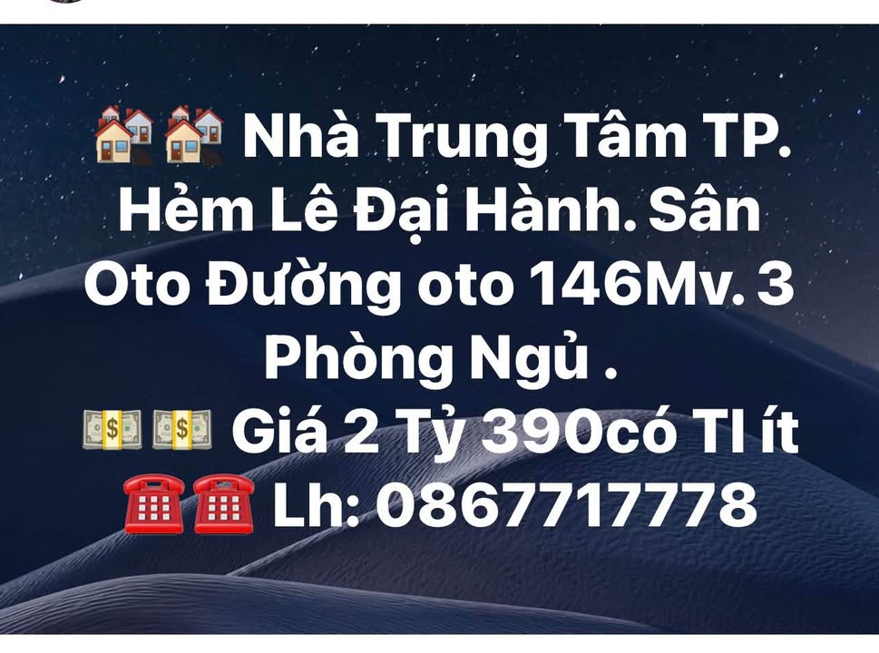 Nhà bán tại Lê Đại Hành, Quảng Ngãi 146m² giá 2.39 tỷ - Chính chủ, sân ô tô thoải mái!